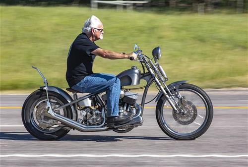 Here's Tom Seymour. I helped coordinate this Buck Lovell shot bike feature during the rally for Cycle Source Magazine. The 45 engine with the K-model top end came from me, but this bike was built by Steve Massicotte at the Paughco Factory. Watch for the feature, amazing bike.
